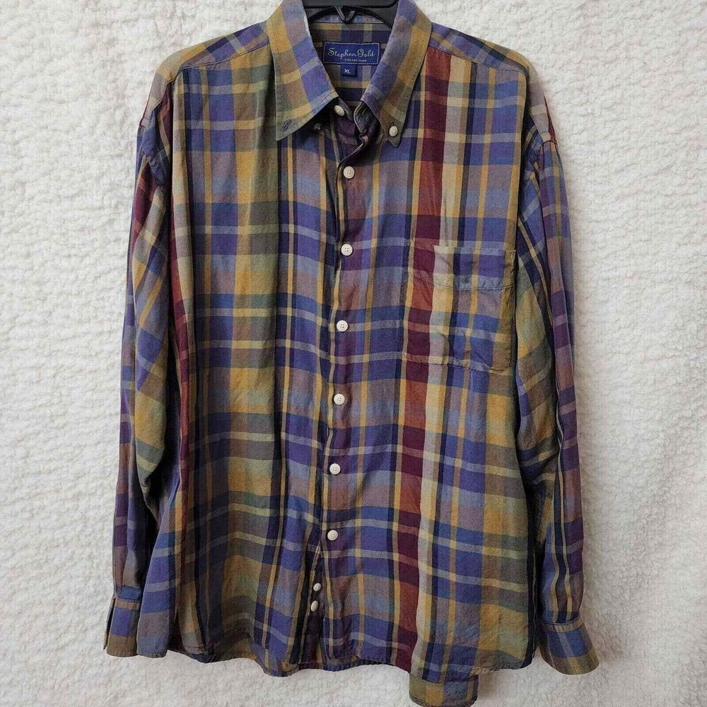 Stephen Gold Button down Men's XL Multi Color Blended Materials Button collar